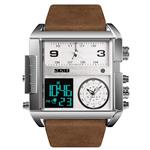 SKMEI Men's Digital Sports Watch, LED Square Large Face Analog Quartz Wrist Watch with Multi-Time Zone Waterproof Stopwatch