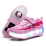 Ufatansy CPS LED Fashion Sneakers Kids Girls Boys Light Up Wheels Skate Shoes Comfortable Mesh Surface Roller Shoes Thanksgiving Christmas Day Best Gift