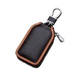 Car Key case Key Bag Wallet - Superior Genuine Leather Auto Car Key FOB Holder Protector Cover Smart Key Chain with Metal Hook and Zipper Closure Universal (Brown)