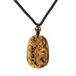 HASKARE Mens Stone Pendant Tiger Eye Chakra Healing Pendant Necklace, Adjustable 27.5 inch