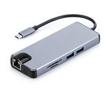 Multiport Adapter 8 in 1 USB C to HDMI 4K,Micro SD/TF Card Reader,VGA,USB 3.0,Enthernet,PD Charge Port,Type C UHD Digital Converter Hubs for MacBook 2017, USB C Thunderbolt 3 Compatible Device, Grey