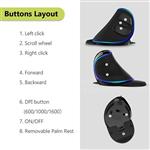 Delux Ergonomic Vertical Mouse, Wired Optical Mouse with 3 Adjustable DPI (800/1200/1600DPI), 6 Buttons and Removable Wrist Rest for PC Computer Laptop (M618Plus Single Color (Blue LED)-Black)