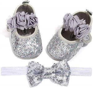 LIVEBOX Baby Girls Shoes Soft Sole Prewalker Mary Jane Princess Party Dress Crib Shoes with Free Bow Knot Baby Headband 