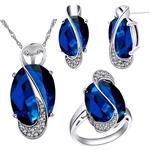 Uloveido White Gold Plated Jewelry Set Rainbow Mystic Topaz Ring Earrings Pendant Necklace T472