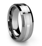 King Will Classic Silver Men's 8mm Tungsten Ring One Tone Matte Finish Brushed Center Wedding Band