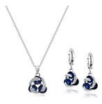 Round Colorful Multi Blue Simulated Sapphire White Cubic Zirconia Crystals Jewellery Set Pendant Necklace 18