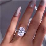 Peigen Promise Rings,Fashion Simple Luxury Oval White Zircon Ladies Ring Jewelry