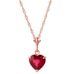 Galaxy Gold 1.45 Carat 14k Solid Rose Gold Necklace with Natural Heart-Shaped Ruby