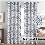 H.VERSAILTEX Natural Linen Blended Airy Curtains for Living Room Home Decor Soft Rich Material Light Reducing Bedroom Drape Panels, Set of 2, 52 x 96 -Inch - Grey and Navy Geo Pattern