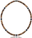 Native Treasure - Brown Tiger Coco Bead 2 Black 2 White Puka Shell Surfer Necklace
