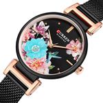Tonnier Watch Women Watches Beautiful Floral Pattern Face Female Watch Elegant Dress Quartz Wristwatches for Ladies with Stainless Steel Band