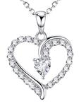 ❤️ I Love You ❤️ Necklace Love Heart Jewelry for Women Girls Birthday Gifts Simulated Diamond Sterling Silver Pendant 20