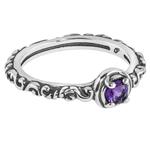 Carolyn Pollack Sterling Silver Multi Gemstone Choice of 8 Different Colors Single Round Stone Band Ring Size 5 to 10