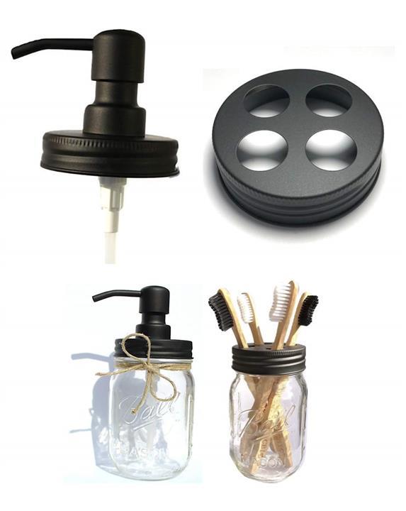 Mason Jar Hand Soap Dispenser And, Modern Farmhouse Bathroom Accessories Set
