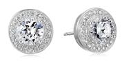 Amazon Essentials Plated Sterling Silver Cubic Zirconia Halo Stud Earrings