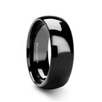 Thorsten Varen | Titanium Rings for Men | Titanium | Comfort Fit | Black Titanium Polished Finish Domed Wedding Ring Band - 8mm