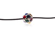 Yana Malanii Simple Black Choker Necklace with Rhinestone Pendant (Multicolor)
