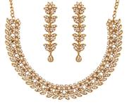 Touchstone Hollywood Glamour White Crystals Paisley Motif Grand Jewelry Necklace in Antique Tone for Women