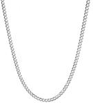 Sterling Silver Italian 3.8mm Diamond-Cut Cuban Curb Chain Necklace for Men or Women, 16