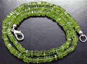 100 Cts. Full 17 Inch Natural PERIDOT Gemstone Square HEISHI CUBE 4.25 - 4.50 mm Beads Finished NECKLACE - in Wholesale Price