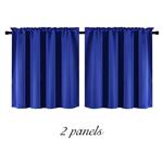 DONREN Small Curtains for Bathroom - Room Darkening Thermal Insulated Valances for Cafe with Rod Pocket (42 by 30 Inches Long 2 Panels Royal Blue)