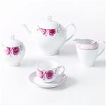 Zarin Iran Italy F Rose Flower 17 Pieces Porcelain Tea Set Top Grade